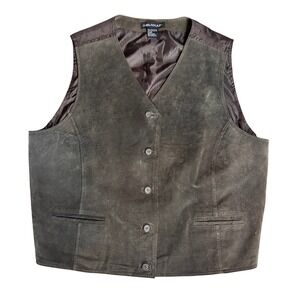 Savannah Mens 2X Dark Brown Suede Leather Button Front Western Vest RN 88842